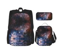 ASFgda Universe - Zaino per la scuola con stampa della Via Lattea, con astuccio portapranzo, resistente, leggero, grande capacità, per la scuola e l'uso quotidiano