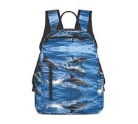 ASFgda Zaino casual con stampa delfini nel mare, per uomini e donne, resistente, leggero, zaino da viaggio con spallacci ergonomici