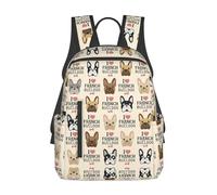 ASFgda Zaino casual con stampa di bulldog francese I Love per uomini e donne, resistente, leggero, zaino da viaggio, spallacci ergonomici