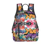 ASFgda Zaino casual con stampa graffiti hip hop per uomini e donne, resistente, leggero, zaino da viaggio, spallacci ergonomici