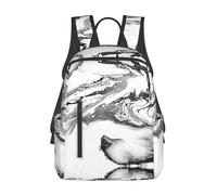 ASFgda Zaino casual con stampa marmo bianco e nero per uomini e donne, resistente, leggero, zaino da viaggio, spallacci ergonomici