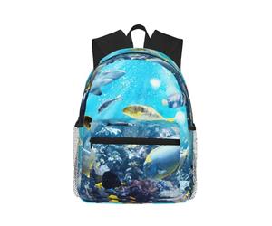 ASFgda Zaino classico da viaggio colorato con paesaggio 3D della natura del mare subacqueo di pesci tropicali, zaino per scuola universitaria, zaino casual impermeabile per college/viaggio/lavoro