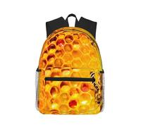 ASFgda Zaino classico da viaggio con api su stampa a nido d'ape, zaino per scuola universitaria, zaino casual impermeabile per college/viaggio/lavoro