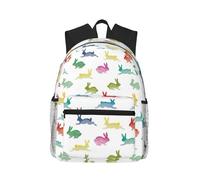 ASFgda Zaino classico da viaggio con conigli in diverse pose che saltano la corsa con stampa, zaino per scuola universitaria, zaino casual impermeabile per università, viaggi, lavoro