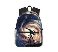 ASFgda Zaino classico da viaggio con galassia spaziale con telescopio, zaino per scuola universitaria, zaino casual impermeabile per college/viaggio/lavoro