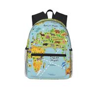 ASFgda Zaino classico da viaggio con mappa del mondo, zaino con stampa, zaino per scuola universitaria, zaino casual impermeabile per college/viaggio/lavoro