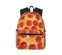 ASFgda Zaino classico da viaggio con stampa 3D di pizza e peperoni, zaino per scuola universitaria, zaino casual impermeabile per college/viaggio/lavoro