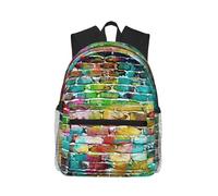 ASFgda Zaino classico da viaggio con stampa a mattoncini colorati, zaino per scuola universitaria, zaino casual impermeabile per college/viaggio/lavoro