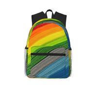 ASFgda Zaino classico da viaggio con stampa a righe color arcobaleno, zaino per scuola universitaria, zaino casual impermeabile per college/viaggio/lavoro