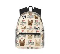 ASFgda Zaino classico da viaggio con stampa di bulldog francese I Love, zaino per scuola universitaria, zaino casual impermeabile per college/viaggio/lavoro