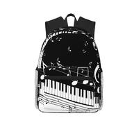 ASFgda Zaino classico da viaggio con stampa di note musicali bianche e nere, zaino per scuola universitaria, zaino casual impermeabile per università, viaggi, lavoro