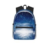 ASFgda Zaino classico da viaggio con stampa di stelle cadenti e luna, zaino per scuola universitaria, zaino casual impermeabile per college/viaggio/lavoro