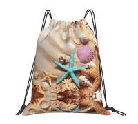 ASFgda Zaino con coulisse con conchiglie sulla spiaggia stampa borsa di stoccaggio per palestra viaggio yoga spiaggia zaino per uomo donna