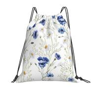 ASFgda Zaino con coulisse con fiori selvatici e fiori di fiordaliso con stampa di margherite, borsa sportiva per palestra, viaggi, yoga, spiaggia, zaino per uomo e donna
