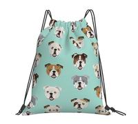 ASFgda Zaino con coulisse divertente stampa bulldog inglese borsa di immagazzinaggio per palestra viaggio yoga spiaggia zaino per uomo donna