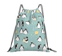 ASFgda Zaino con coulisse pinguino palloncino fiocco di neve stampa zaino sport borsa per palestra viaggio yoga spiaggia zaino per uomo donna