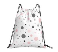 ASFgda Zaino con coulisse rosa grigio bianco moderno a pois stampa zaino sport borsa per palestra viaggio yoga spiaggia zaino per uomo donna