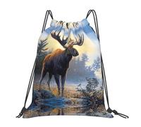 ASFgda Zaino con stampa di cervo con alce autunnale con coulisse, borsa per palestra, viaggi, yoga, spiaggia, zaino per uomo e donna