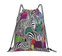 ASFgda Zaino con stampa zebrata con coulisse, borsa per sport, palestra, viaggio, yoga, spiaggia, zaino per uomo e donna