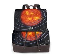 ASFgda Zaino da donna in pelle con stampa del sistema solare dello spazio esterno, borsa per computer portatile da 14 pollici, zaino da donna alla moda per viaggi, lavoro e università