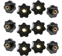 ASFINS Manopole a Stella M6, Dado con Impugnatura a Stella M6 Pulsante di Serraggio, Testa a Stella con Foro Passante per Macchina Utensile, Nera (32mm x M6, 12pezzi)