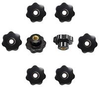 ASFINS Manopole a Stella M8, 8 pezzi Dado con Impugnatura a Stella M8 Pulsante di Serraggio, Testa a Stella con Foro Passante per Macchina Utensile, Nera, 40 mm x M8 (A)