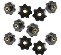 ASFINS Manopole a Stella M8, Dado con Impugnatura a Stella M8 Pulsante di Serraggio, Testa a Stella con Foro Passante per Macchina Utensile, Nera (40mm x M8, 10pezzi)