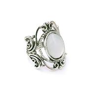 ASFKIPMF Anello con pietra di luna naturale taglio ovale in argento Sterling 925 anello con pietra di luna arcobaleno vintage luna gemma nodo celtico anello solitario retrò boho gioielli regalo per le