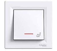 Asfora - Campanello con LED, Pulsante, Interruttore, Spina, completo, Schneider Electric, Bianco, nuovo