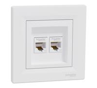 Asfora - ISDN de lata Cat5e 2 x RJ45, presa, completo, Schneider Electric, Bianco, nuovo