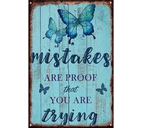 asfqweff Poster vintage con scritta "Mistakes Are Proof That You Are Trying Iron Paint", decorazione da parete per bar, pub, casa, birra, artigianato, regalo per mamma, papà, nonno e nonna, 15,2 x