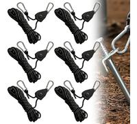 Asfrode 6 pezzi da 4 mm per corda a cricchetto, 4 m, gancio regolabile per corda da 1/8 pollici, riflettente, corde di tensionamento leggero, corda con tenditore per tenda, tenda da campeggio