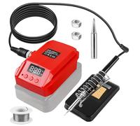 Asfrode Saldatore per Einhell, batteria agli ioni di litio da 18 V, 60 W, LCD, temperatura regolabile 180 - 480 °C, saldatore cordless con filo di saldatura, 50 g, supporto per saldatore portatile per