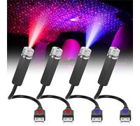 Asfrode Soffitto auto Starlight, 4 pezzi proiettore cielo stellato auto atmosfera interna luce LED auto auto Ceiling Starlight diverse modalità USB Plug and Play luce notturna per auto soffitto camera