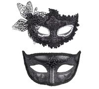 ASFWAGQ 2 Mascherine Veneziane Masquerade Coppia Maschere Maschere Mascherate Donna Uomo Maschera Veneziana per feste in maschera Carnevale Halloween cosplay ballo di fine anno Natale