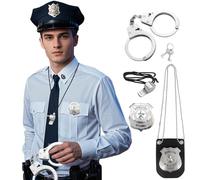 ASFWAGQ Costume da polizia, set di occhiali da sole per bambini, distintivo, poliziotto, accessorio per Halloween, carnevale, cosplay, feste