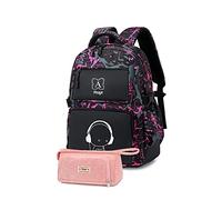 Asge Zaino per bambini, per la scuola, per ragazze, adolescenti, per la scuola, per bambini, riflettente, per la scuola, per attività all'aperto, campeggio, grande, impermeabile, set di borse a