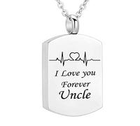 Ash Urn Necklace for Humans,Rectangle ECG with Engraving I Love You Forever... Stainless Steel Urn Pendants Pendant for Ashes