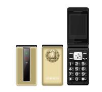 ASHATA 2G Flip Cellule per Anziani, Display a Colori da 2,4 Pollici Sbloccato Telefono con Chiavi e Altoparlanti Ad Alta Voce, Slot per Schede SIM a 2 SIM, per Anziani (Gold)