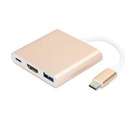 ASHATA Adattatore da a, Adattatore da Convertitore da Type-C a 3 in 1 Portatile Multifunzionale con Scocca in Metallo, per Display 4K HDTV, Compatibile con Altri Dispositivi (Oro)