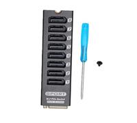 ASHATA Adattatore da M.2 a 3.0 Seriale, Scheda di Espansione PCIe 3.0 in Lega di Alluminio, 8 Porte 6 Gbps con Dissipatore di Calore Chip ASM1166 Indicatori LED per Uten