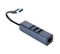 ASHATA Adattatore da USB a Ethernet 4 Porte Hub USB 3.0 Ethernet da 100 Mbps, Adattatore di Rete in Lega di Alluminio da 5 Gbps per Tablet Desktop Portatile