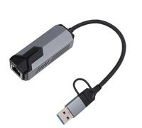 ASHATA Adattatore Ethernet 5G USB 3.0, Adattatore 2 in 1 USB A Tipo C a RJ45 LAN, Convertitore adattatore Internet di rete ad alta velocità 5000 Mbps per PC portatile