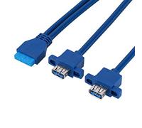ASHATA Adattatore Splitter USB 3.0 2 Porte, USB3.0 19 Pin da 2 Pin Cavo di Montaggio Pannello Scheda Madre Anteriore con Foro per Vite, Cavo USB 3.0 da 19 Pin a Doppia Porta A Femmina(0.3m)