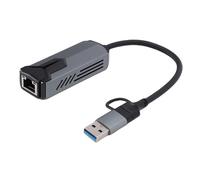 ASHATA Adattatore USB C A Ethernet 5G, Adattatore Ethernet 5G per Laptop, 5000Mbps Ad Alta velocità 2 in 1 USB A Tipo C A RJ45 LAN USB3.0 per PC Laptop