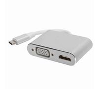 ASHATA Adattatore VGA da USB C a, Convertitore da USB Tipo C a 4K e VGA, Convertitore da Adattatore VGA da Tipo C a 4K per Schermo da Piccolo a Grande Schermo (Bianco Grigio)