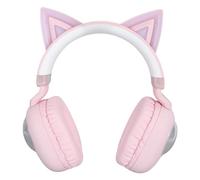 ASHATA Auricolari Bluetooth con orecchie di gatto per bambini, con microfono e luci RGB, per un'esperienza di apprendimento divertente, durata della batteria di 20 ore (rosa)