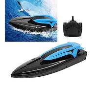ASHATA Barca RC, Barca da Telecomando Ad Alta velocità 4ch a 2,4 GHz con Luci a LED Colorate, Design Impermeabile a Doppio Motore da 25 Km/h per Bambini Adulti