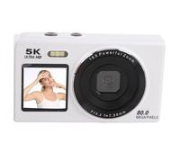 ASHATA Camera Digitale a Doppia Schermata 5K per Fotografia 80MP 18x Zoom Wifi Vlog con Fotocamera da 2,8+1,5 Pollici AF Focus e Scheda di Memoria da 32 GB (WHITE)