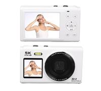 ASHATA Camera Digitale WiFi 5K 80MP, Doppio Schermo, Zoom 18x, Fotocamera Autofocus con Flash per Viaggiare Live Streaming (WHITE)